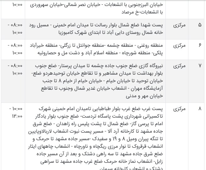 جدول قطعی برق سیستان و بلوچستان امروز دوشنبه 3 شهریور ۱۴۰۴ + ساعات خاموشی زاهدان