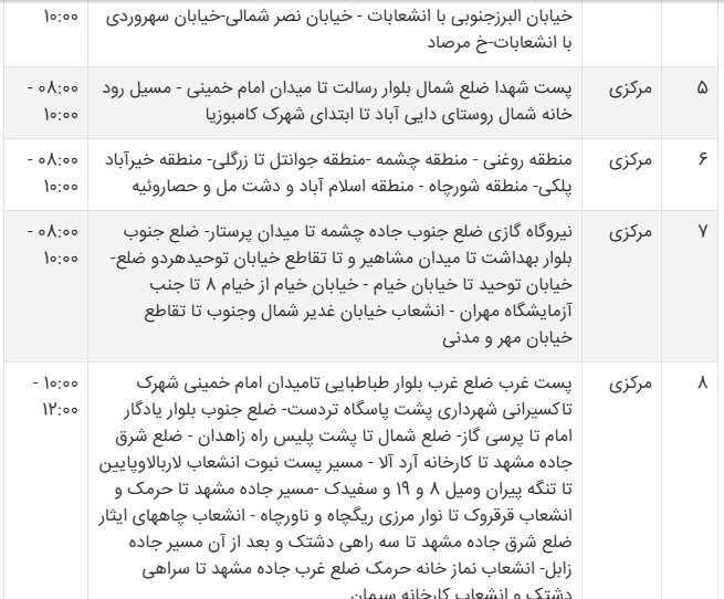 جدول قطعی برق سیستان و بلوچستان امروز دوشنبه 3 شهریور ۱۴۰۴ + ساعات خاموشی زاهدان