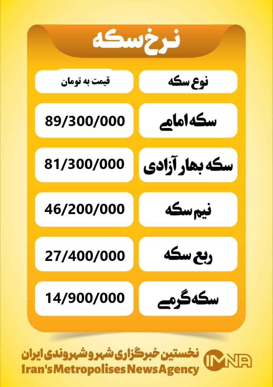 قیمت سکه امروز چهارشنبه ۵ شهریور ۱۴۰۴
