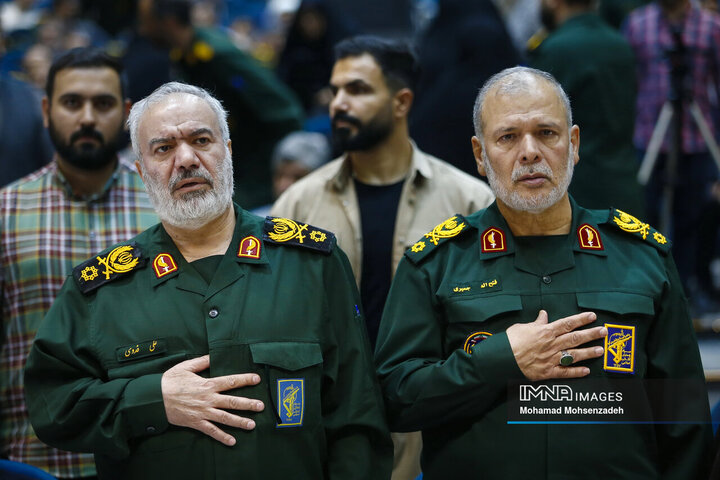 سردار علی فدوی جانشین فرمانده کل سپاه و سردار فتح الله جمیری فرمانده سپاه قم