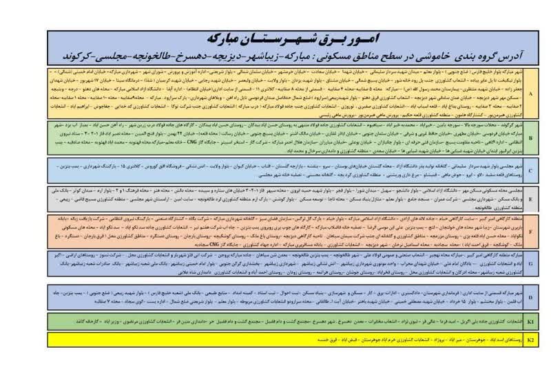 قطعی برق استان اصفهان فردا یکشنبه ۹ شهریور ۱۴۰۴ + جدول