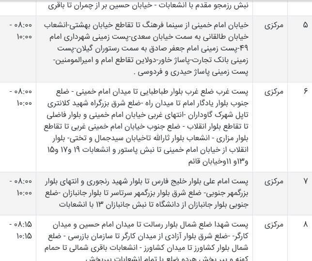 جدول قطعی برق سیستان و بلوچستان امروز شنبه ۸ شهریور ۱۴۰۴ + ساعات خاموشی زاهدان