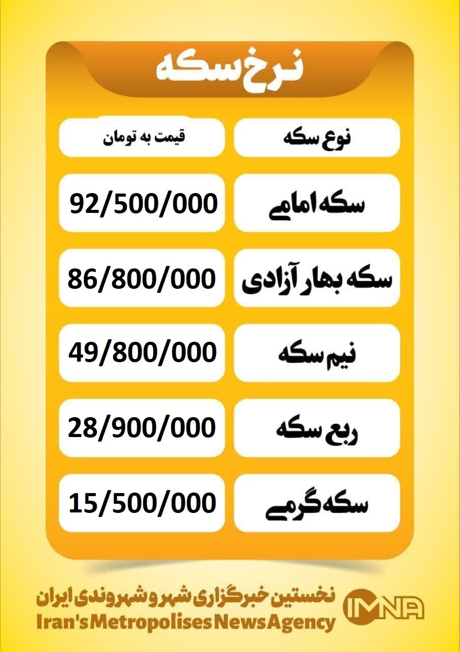 قیمت سکه امروز پنجشنبه ۱۳ شهریور ۱۴۰۴