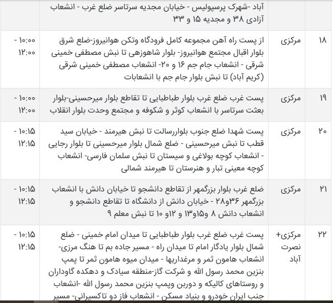 جدول قطعی برق سیستان و بلوچستان امروز شنبه ۱۵ شهریور ۱۴۰۴ + ساعات خاموشی زاهدان