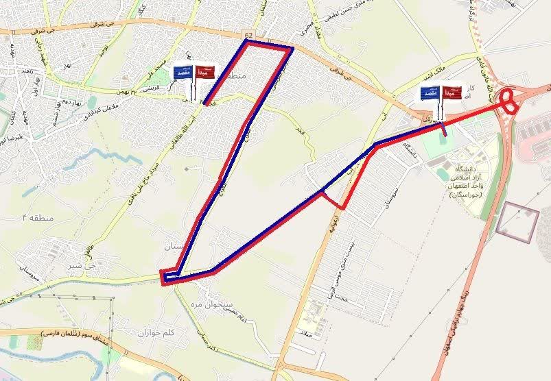 تغییر جدید در مسیر خط ۱۴۹ اتوبوسرانی اصفهان