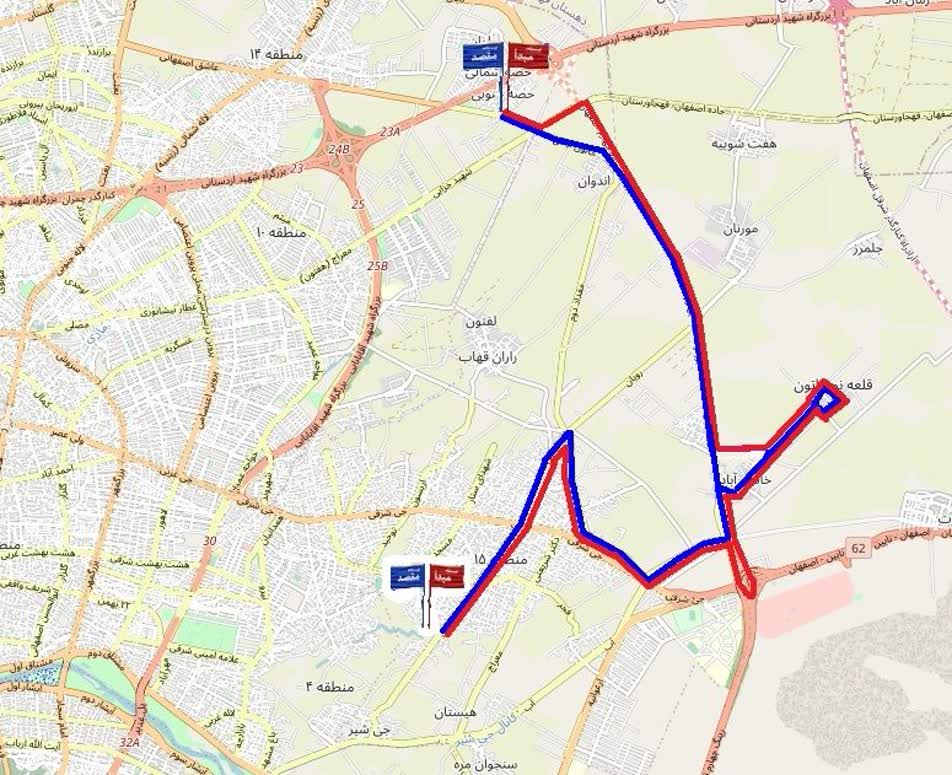 تغییر جدید در مسیر خط ۱۵۱ اتوبوسرانی اصفهان