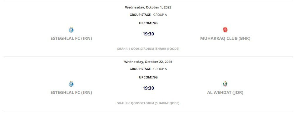 استقلال، تراکتور و سپاهان در ایران میزبان رقبای آسیایی + عکس
