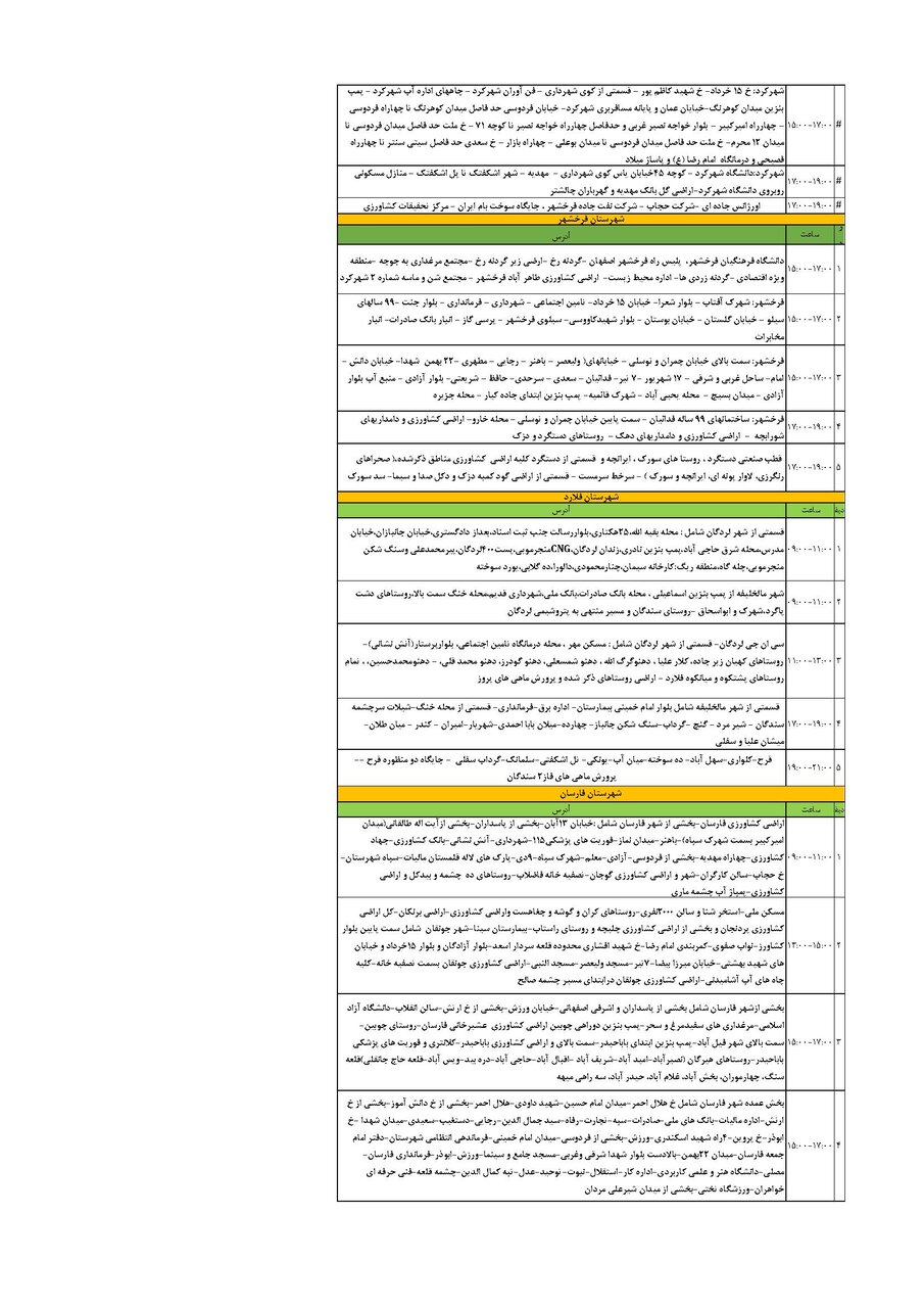 برنامه قطعی برق چهارمحال‌ و بختیاری‌ پنجشنبه  ۲۰ شهریور + جدول