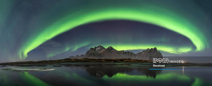 تصویری از شفق قطبی در ایسلند