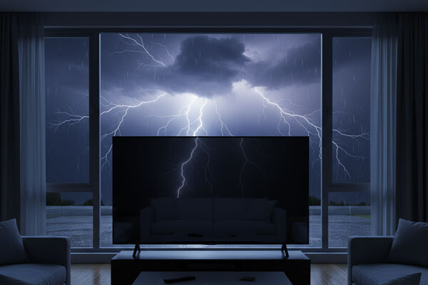خرابی تلویزیون در اثر صاعقه و رعد و برق