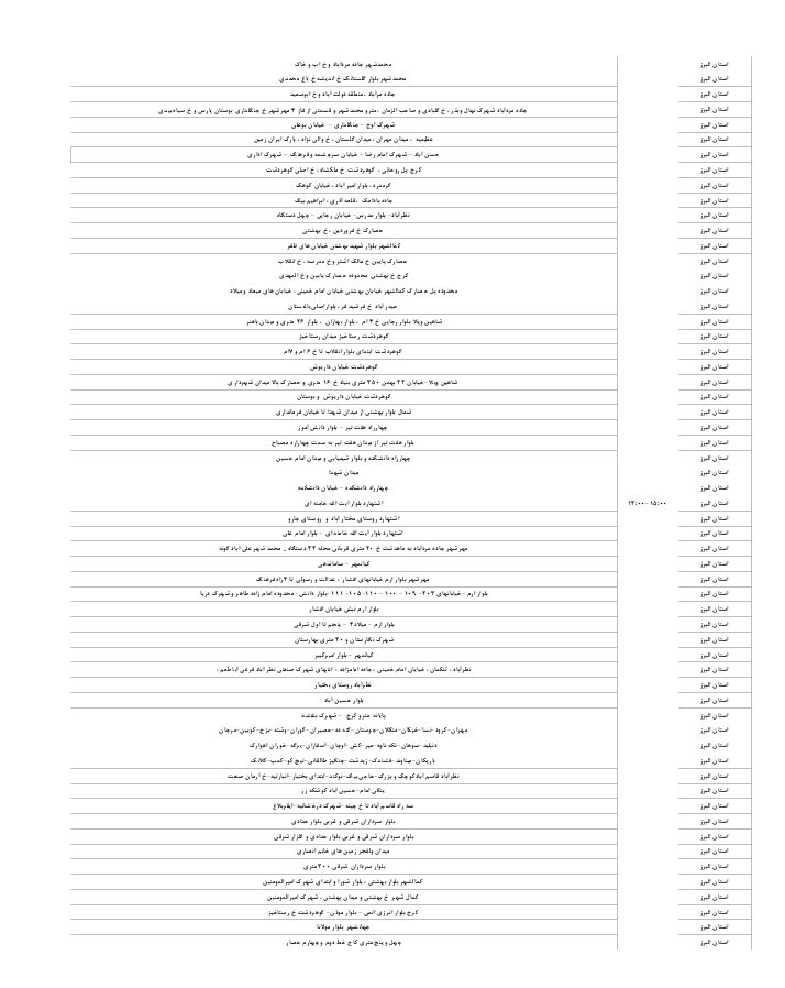 ساعات احتمالی قطعی برق البرز امروز سه شنبه ۱ مهر ۱۴۰۴