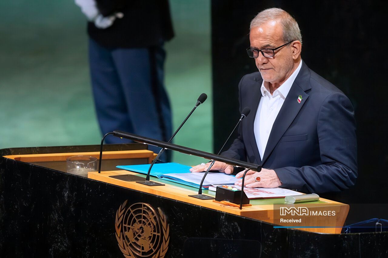 Iran’s President Masoud Pezeshkian Condemns Western Silence on Israeli Genocide at UN Assembly