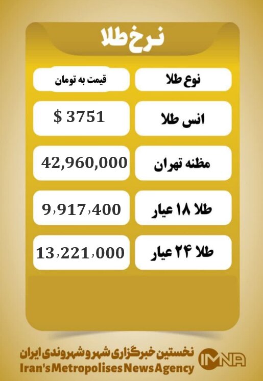 قیمت طلا امروز پنجشنبه ۳ مهر ۱۴۰۴