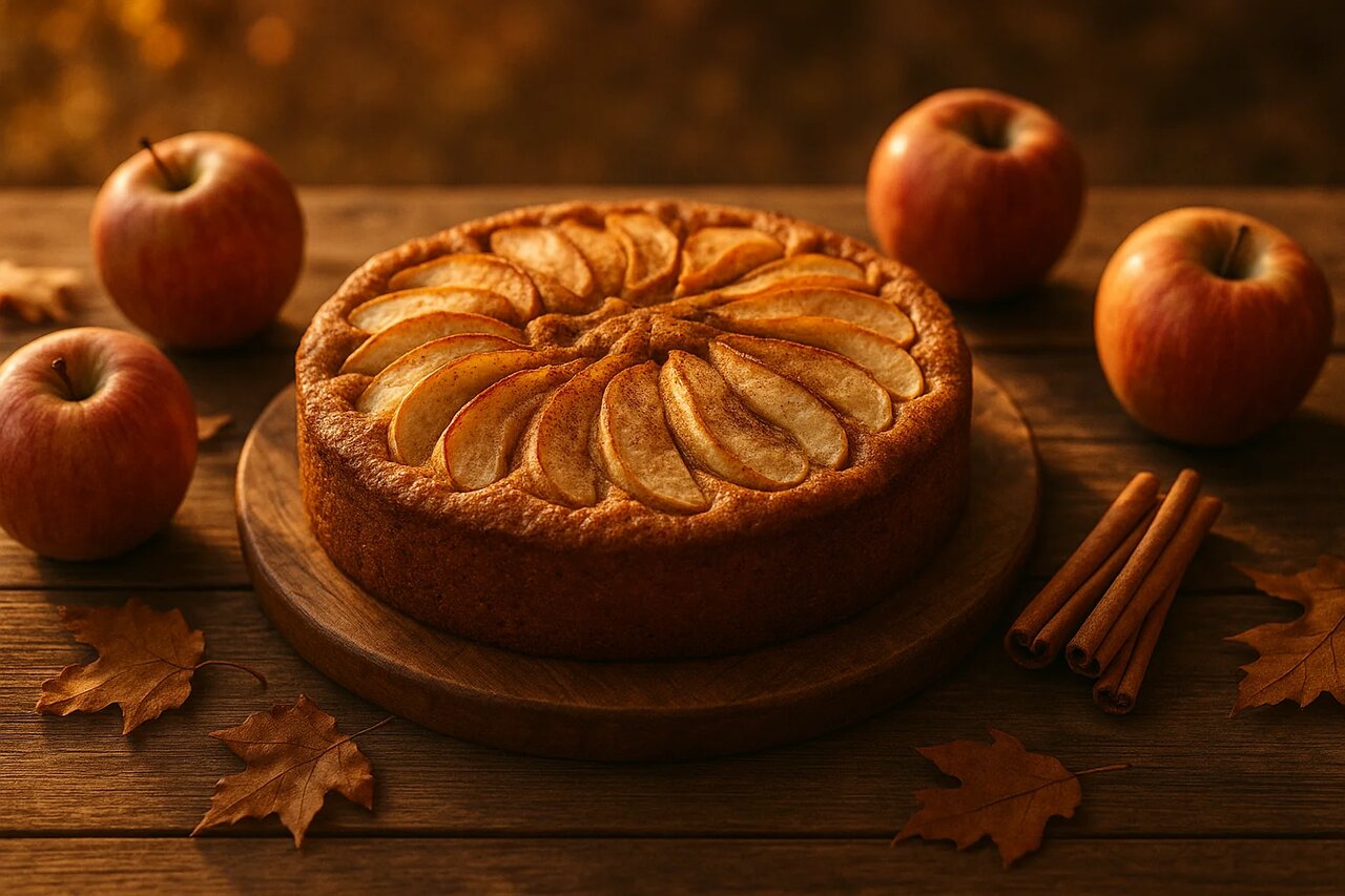 طرز تهیه کیک سیب دارچین با گردو