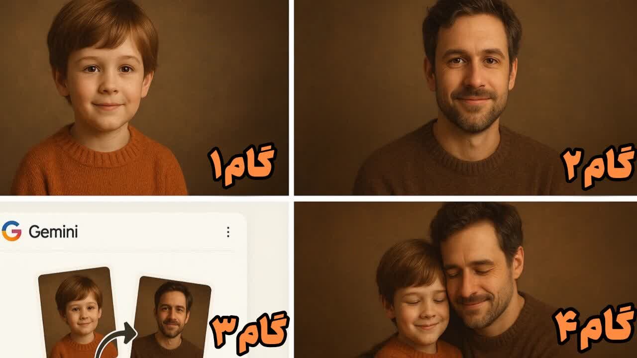 آموزش کامل ساخت عکس بغل کردن کودکیمان با هوش مصنوعی Google Gemini + پرامپت دقیق