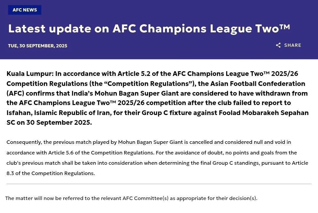 حریف هندی سپاهان از لیگ قهرمانان آسیا کنار گذاشته شد + عکس