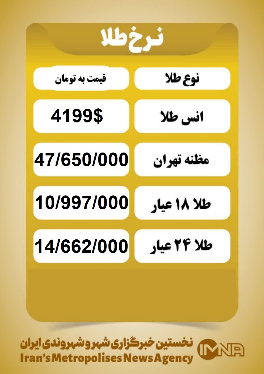 قیمت طلا امروز چهارشنبه ۲۳ مهر ۱۴۰۴