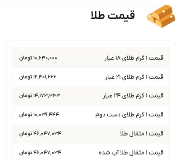 نمودار قیمت طلا ۳ آبان ۱۴۰۴ + قیمت جهانی طلا