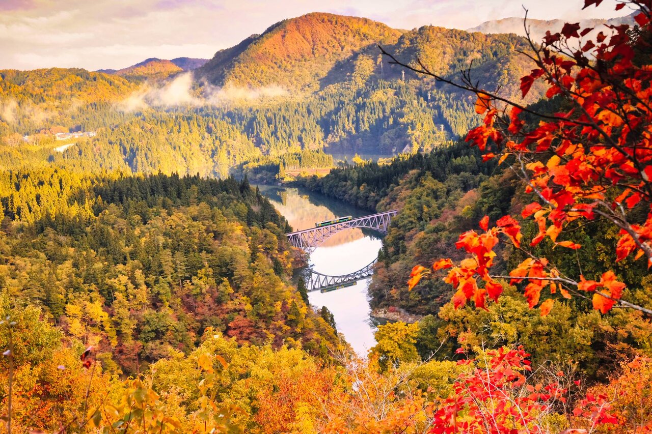 سفر به قلب طبیعت ژاپن با ریل رنگی پاییز