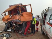 فوت راننده خاور در برخورد با خاکریز حاشیه راه در قزوین