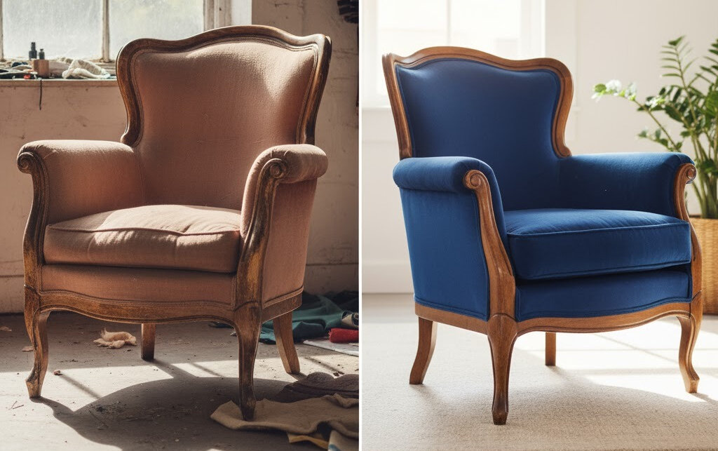 قبل و بعد تعمیر مبلمان