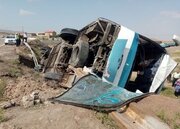 واژگونی اتوبوس مسافربری در جاده سبزوار با ۲ کشته و ۴۰مصدوم
