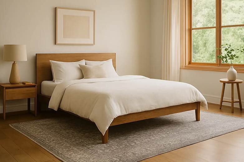 فرش طوسی در اتاق خواب