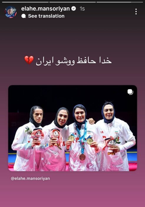 استوری خداحافظی الهه منصوریان