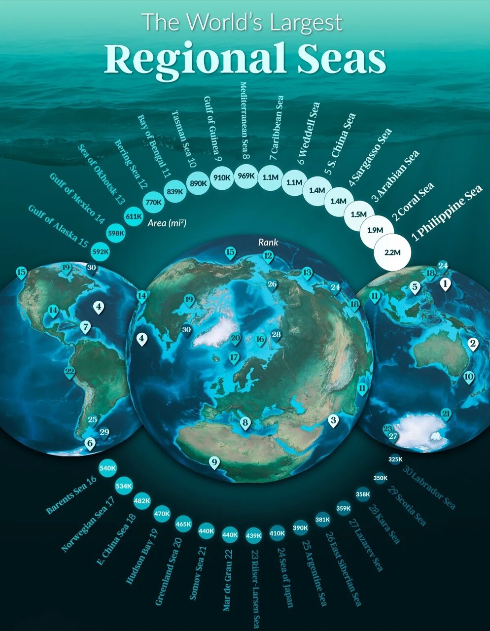 بزرگترین دریاهای منطقهای جهان + اینفوگرافی