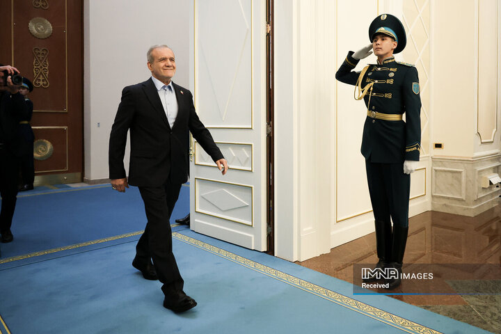 استقبال رسمی رئیس جمهور قزاقستان از مسعود پزشکیان