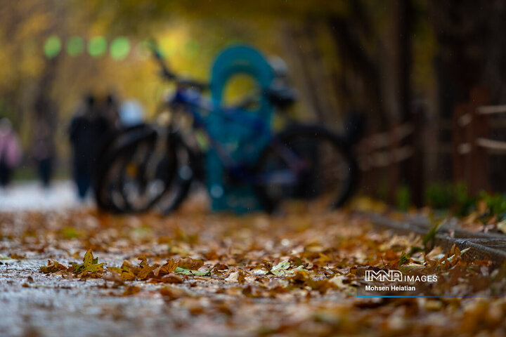 طراوت باران پاییزی در اصفهان