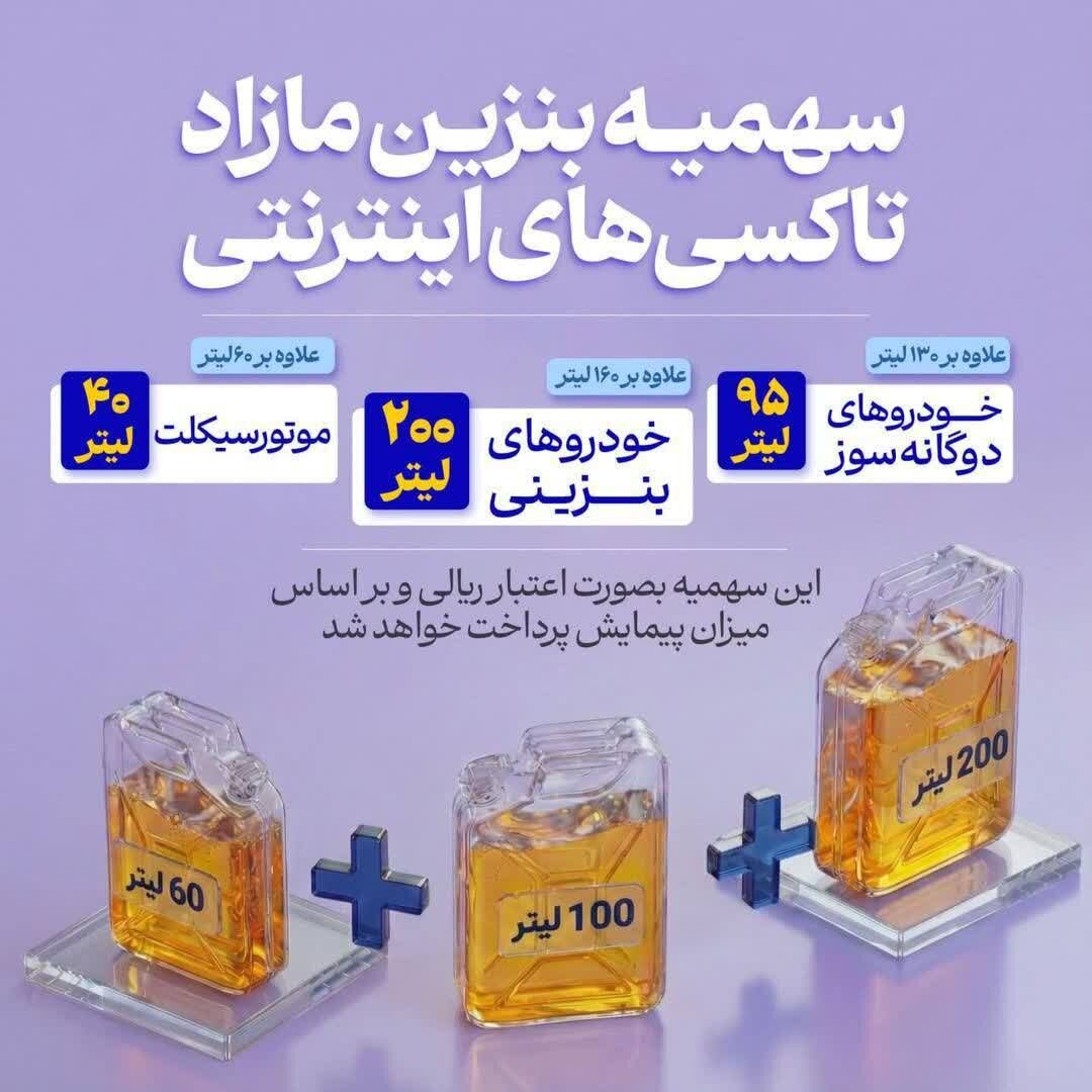 اجرای مصوبه بنزینی دولت از فردا / جزئیات اعطای سهمیه سوخت برای تاکسیهای اینترنتی
