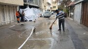 رفع سریع آب‌گرفتگی معابر منطقه ۶ اصفهان با بسیج نیروهای خدمات شهری