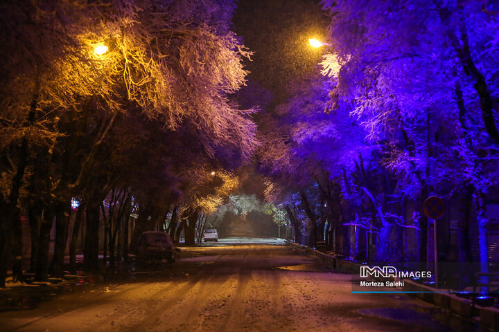 بارش برف در شهرستان مبارکه اصفهان