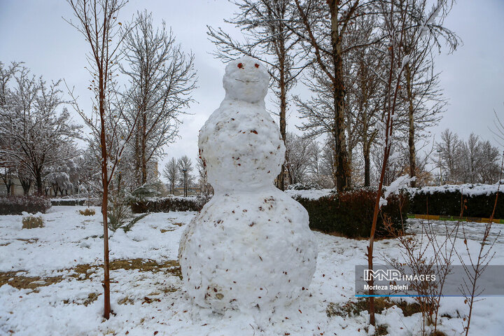 بارش برف در شهرستان مبارکه اصفهان