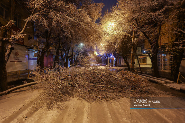 بارش برف در شهرستان مبارکه اصفهان