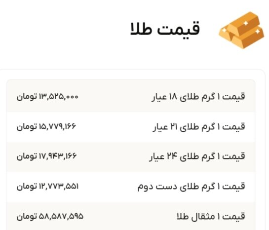 نمودار قیمت طلا ۳۰ آذر ۱۴۰۴ + قیمت جهانی طلا