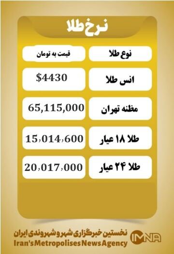 قیمت طلا امروز شنبه ۱۵ دی ۱۴۰۴