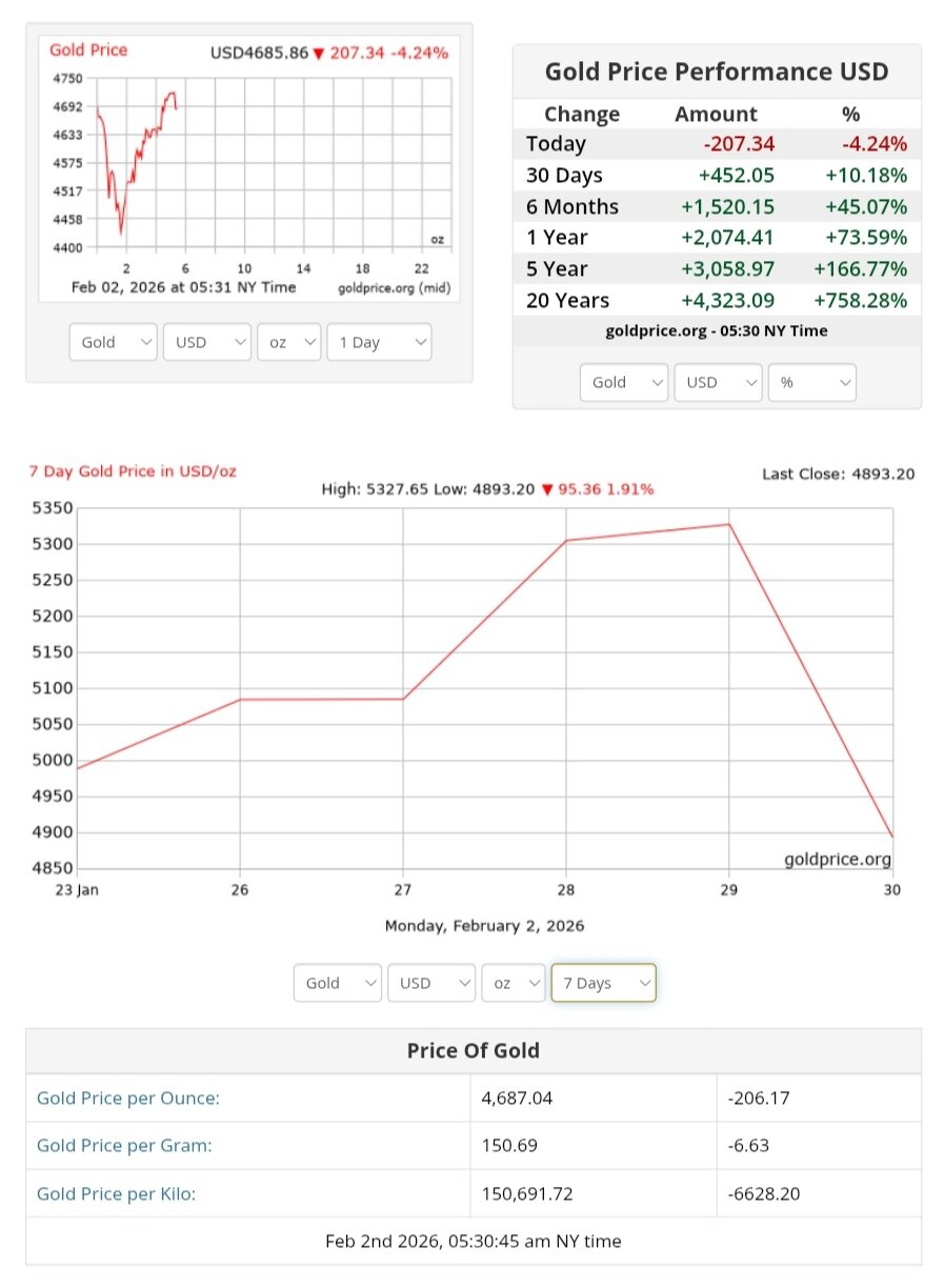 نمودار قیمت طلا ۱۳ بهمن ۱۴۰۴ + قیمت جهانی طلا