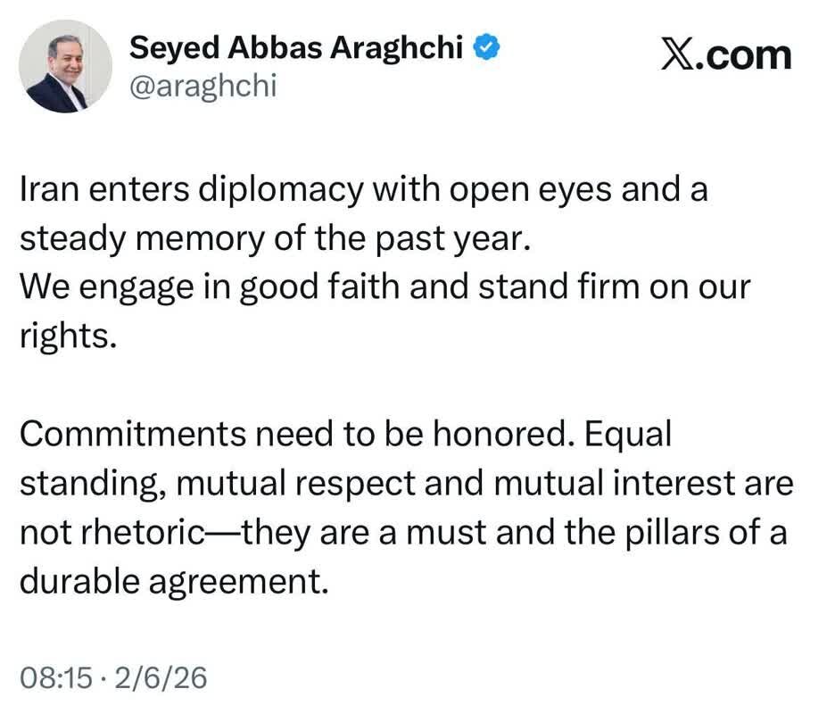 پیام وزیر امور خارجه  پیش از شروع مذاکرات در مسقط