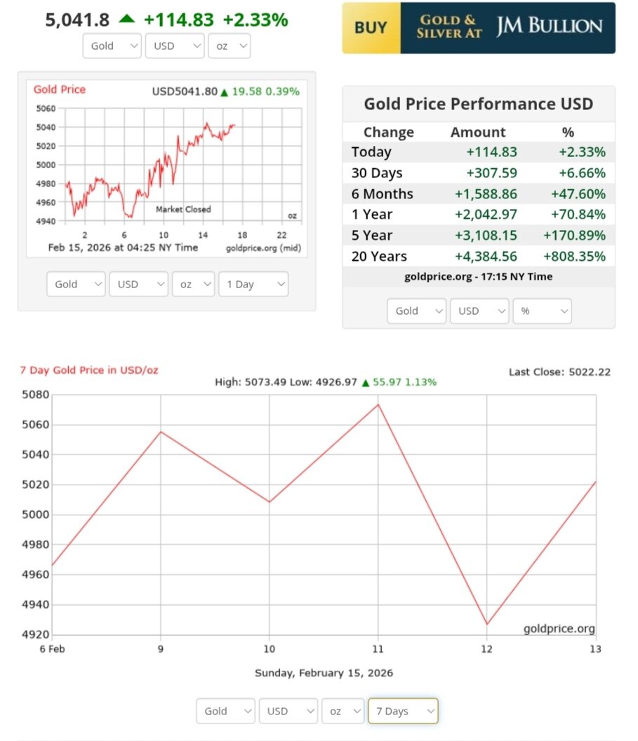 نمودار قیمت طلا ۲۶ بهمن ۱۴۰۴ + قیمت جهانی طلا