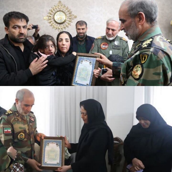 فرمانده نیروی زمینی ارتش با خانواده شهیدان سرو آزاد و کیانی دیدار کرد