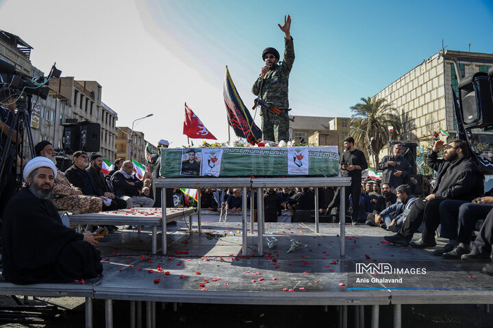 تشییع پیکر ۲ شهید اقتدار در اهواز