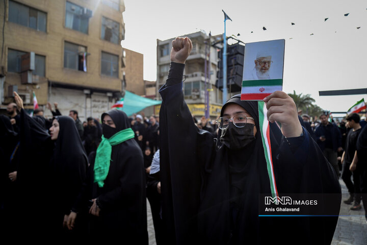 تشییع پیکر ۲ شهید اقتدار در اهواز