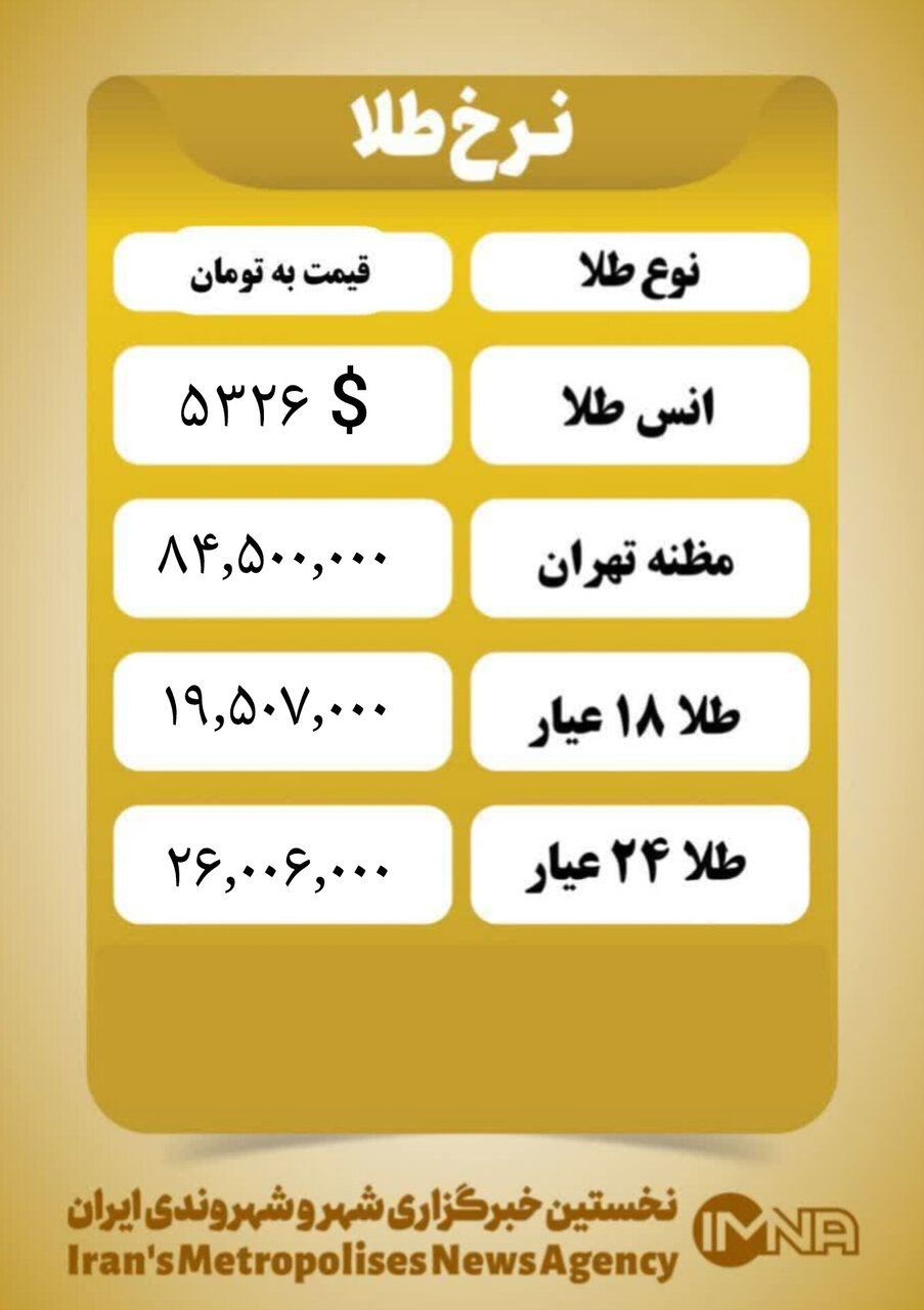 قیمت طلا امروز سه شنبه ۱۲ اسفند ۱۴۰۴