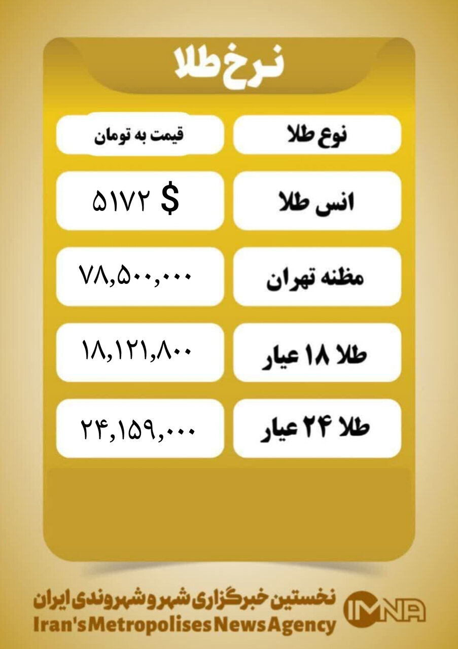 قیمت طلا ۱۸ عیار امروز شنبه ۱۶ اسفند ۱۴۰۴