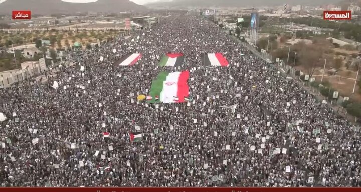 راهپیمایی میلیونی یمنی ها در حمایت از ایران و فلسطین
