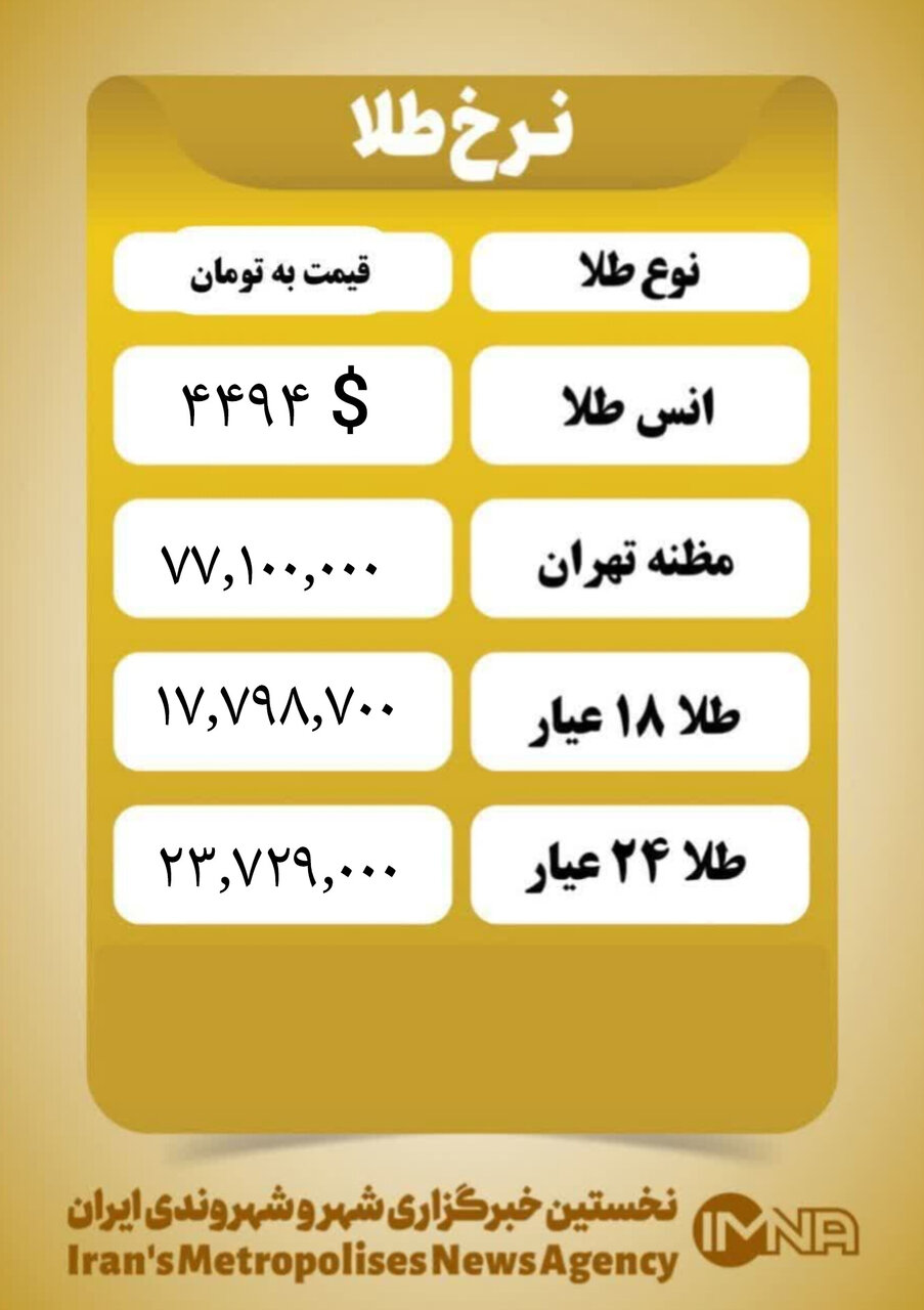 قیمت طلا امروز شنبه ۸ فروردین۱۴۰۵