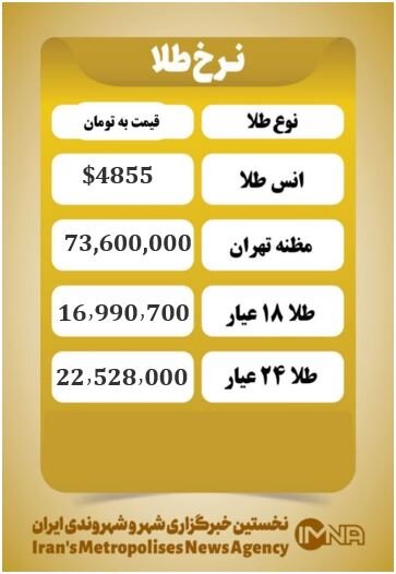 قیمت طلا امروز شنبه ۲۹ فروردین ۱۴۰۵