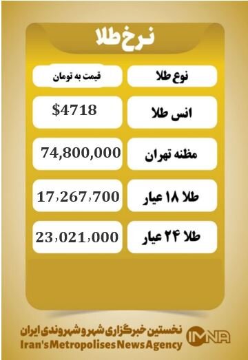 قیمت طلا امروز شنبه ۵ اردیبهشت ۱۴۰۵